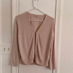 MM.LaFleur Beige Knit Billie Cardigan Hook & Eye Closure Sweater Size XL